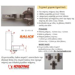 Μεντεσές SALICE Φ40 μέσα πόρτα