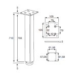 Πόδι Kubino τετράγωνο 60x60 710mm inox 304