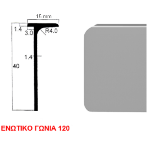 Ενωτικό πάγκου αλουμινίου 4cm  