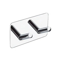 Αυτοκόλλητη κρεμάστρα "Pisa" SS304 2 άγκιστρα νίκελ γυαλιστερό